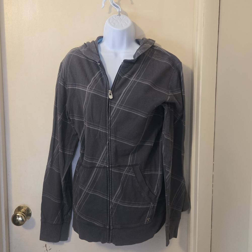 Vintage- Vurt- Men's- Gray & White Plaid- Full Zip Hoodie- Size Large